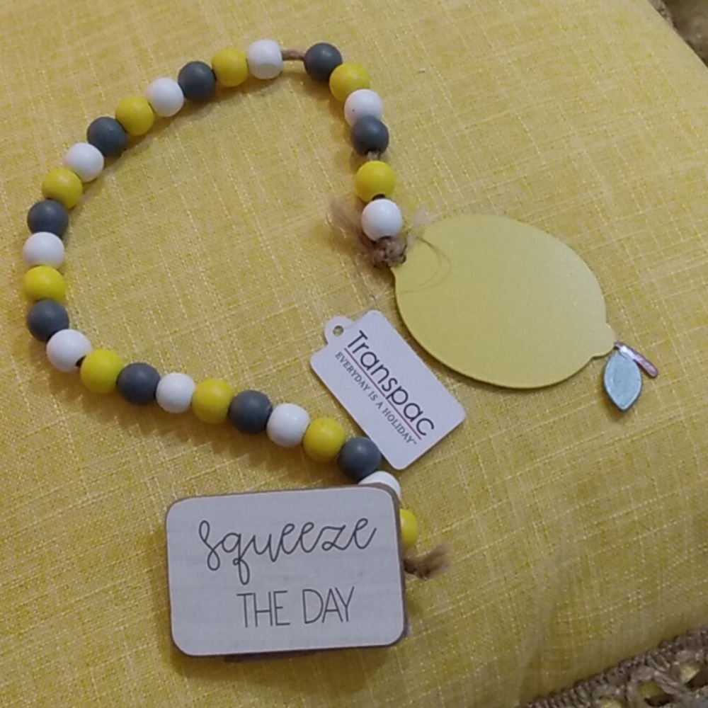 Squeeze the Day lemon decor wood bead garland
